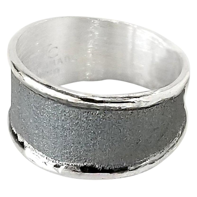 Yianni Creations Fine Silver and Oxidized Black Rhodium Artisan Band Ring