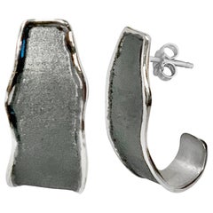 Yianni Creations Boucles d'oreilles artisanales en argent fin et rhodium noir, faites à la main