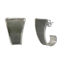 Yianni Creations Fine Silver and Oxidized Rhodium Handmade Geometric Earrings