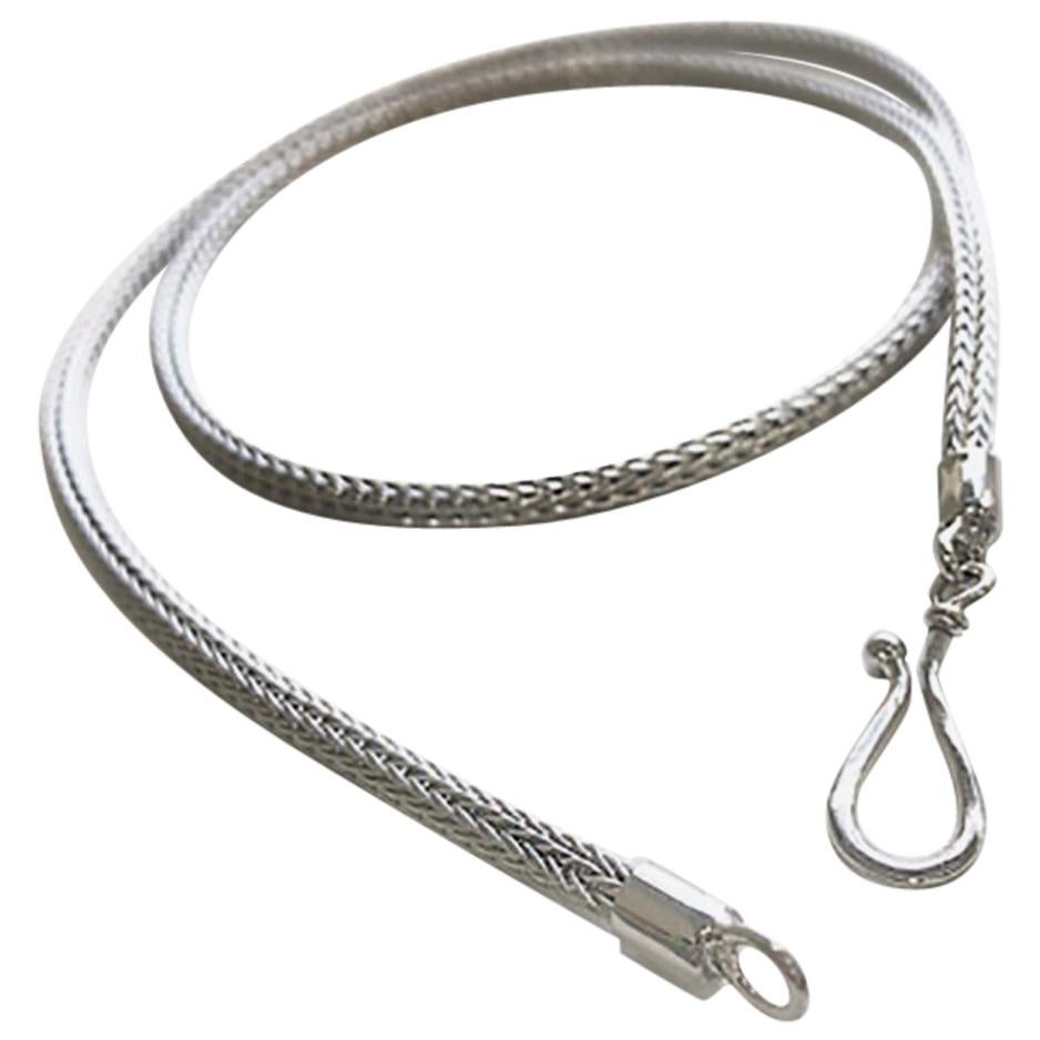 Yianni Creations Fine Silver and Palladium Handwoven Rope Necklace For Sale