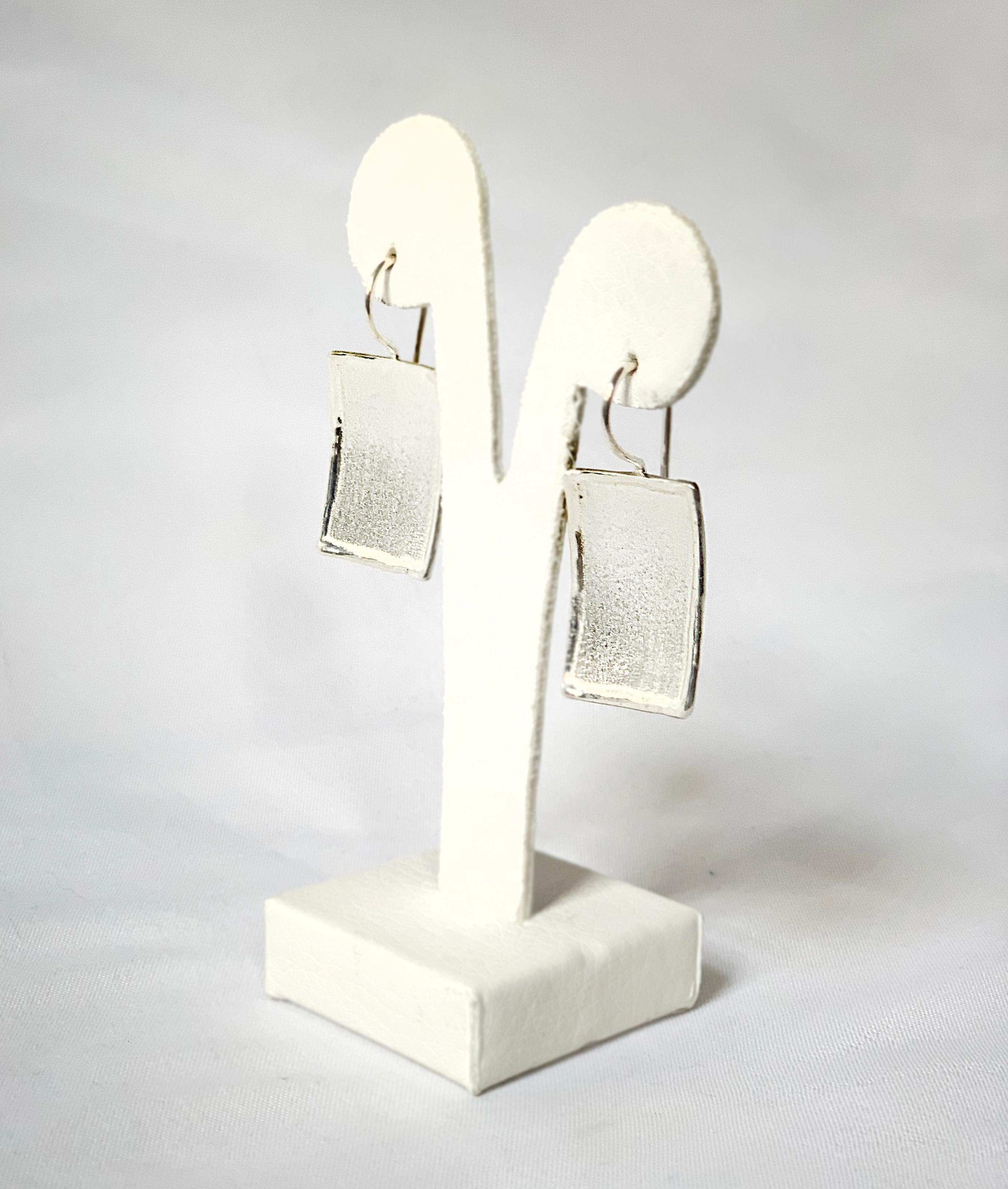 Contemporary Yianni Creations Fine Silver Palladium Plated Rectangular Shape Dangle Earrings