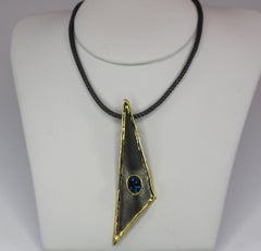 Yianni Creations Topaz Fine Silver Triangular Pendant on Silk Rope
