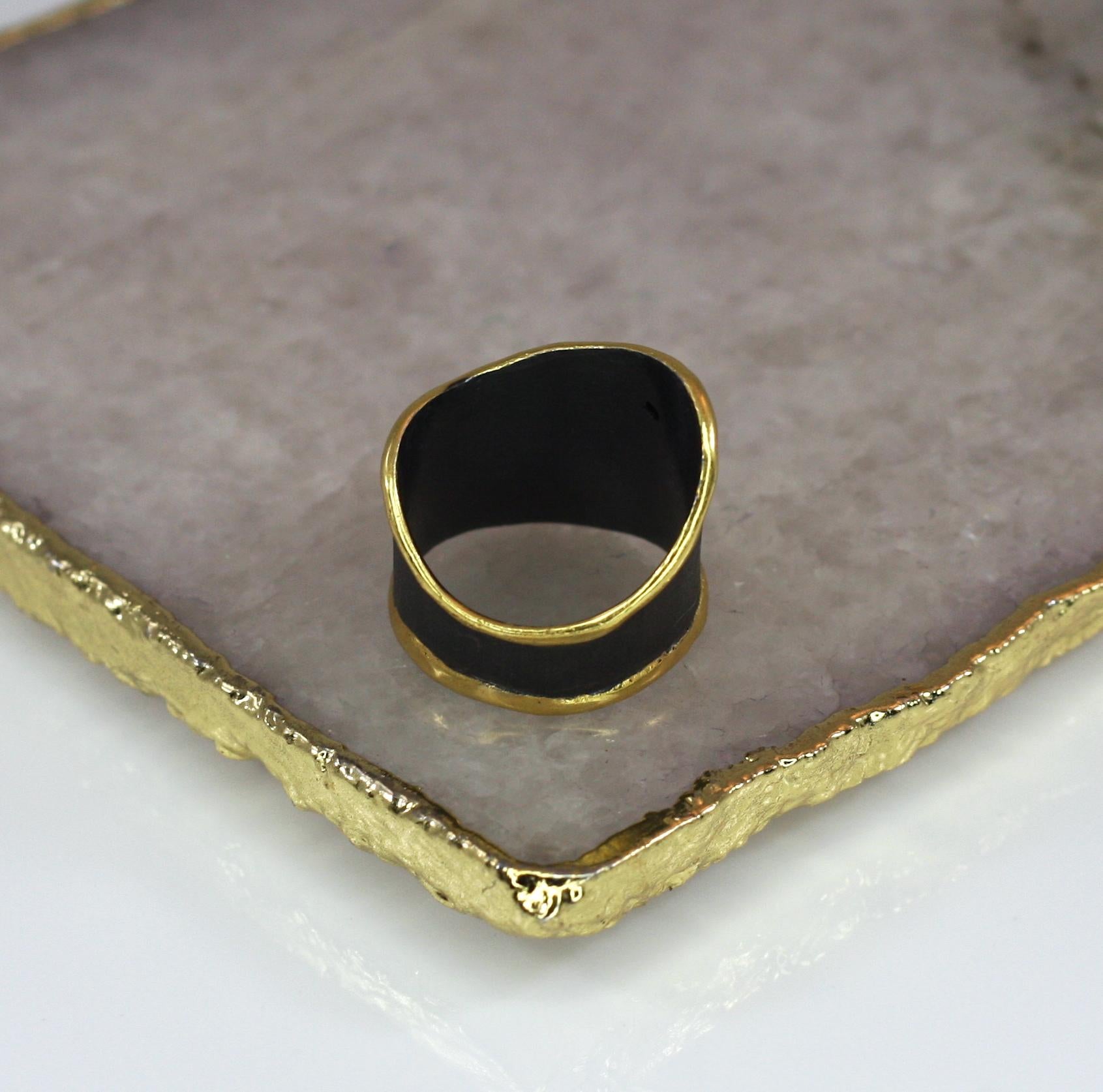 Round Cut Yianni Creations Pearl and Diamond Fine Silver Rhodium 24 Karat Gold Band Ring