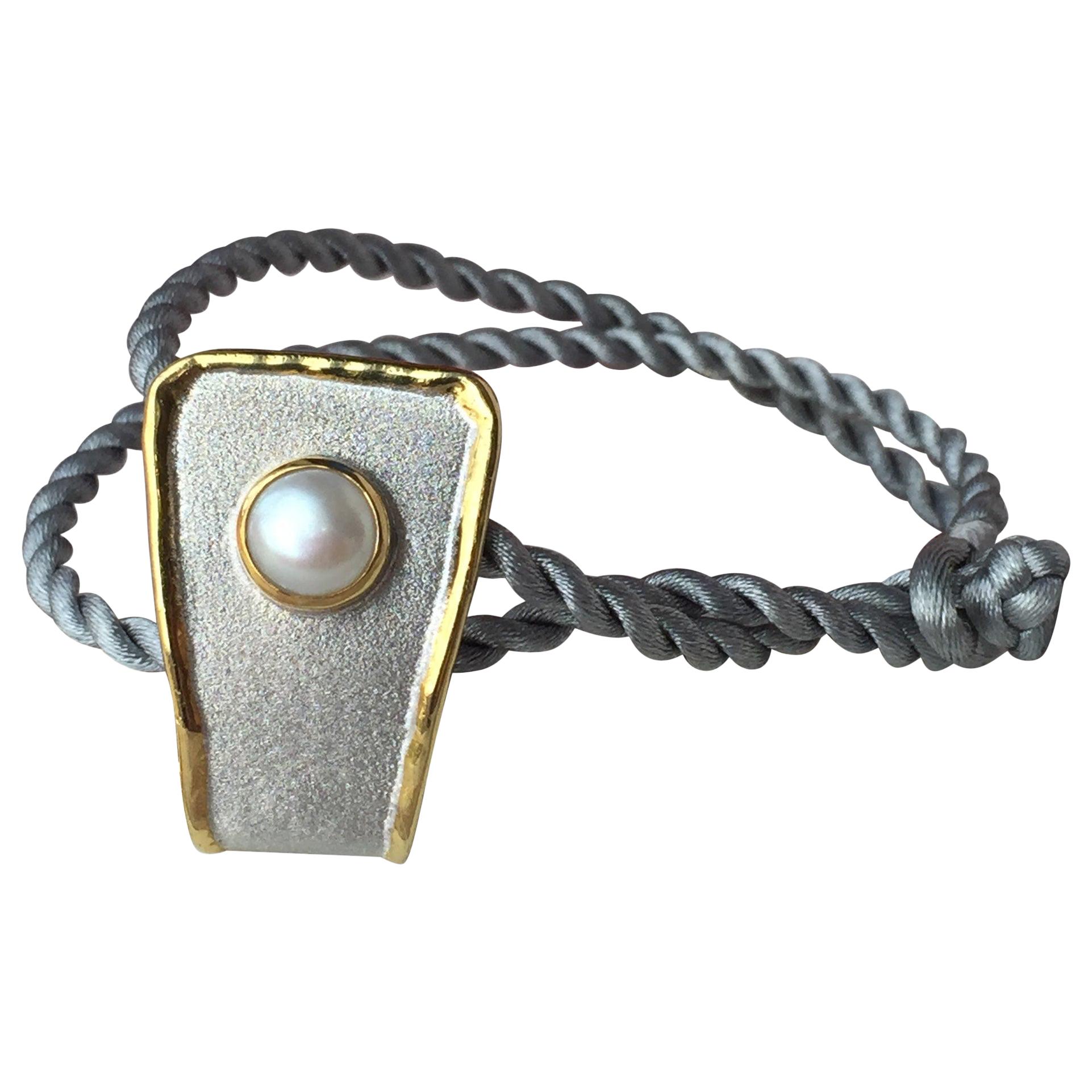 Yianni Creations Pendentif bicolore en argent fin et or 24 carats avec perles