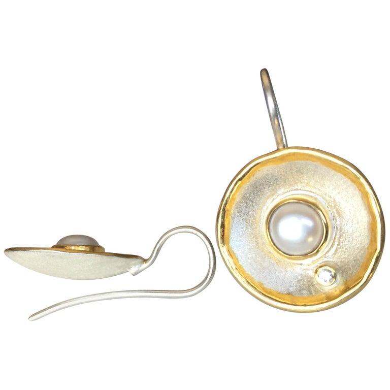 Yianni Creations Perle Fein Silber und Gold Zweifarbiger Anhänger mit Seil Halskette im Angebot 11