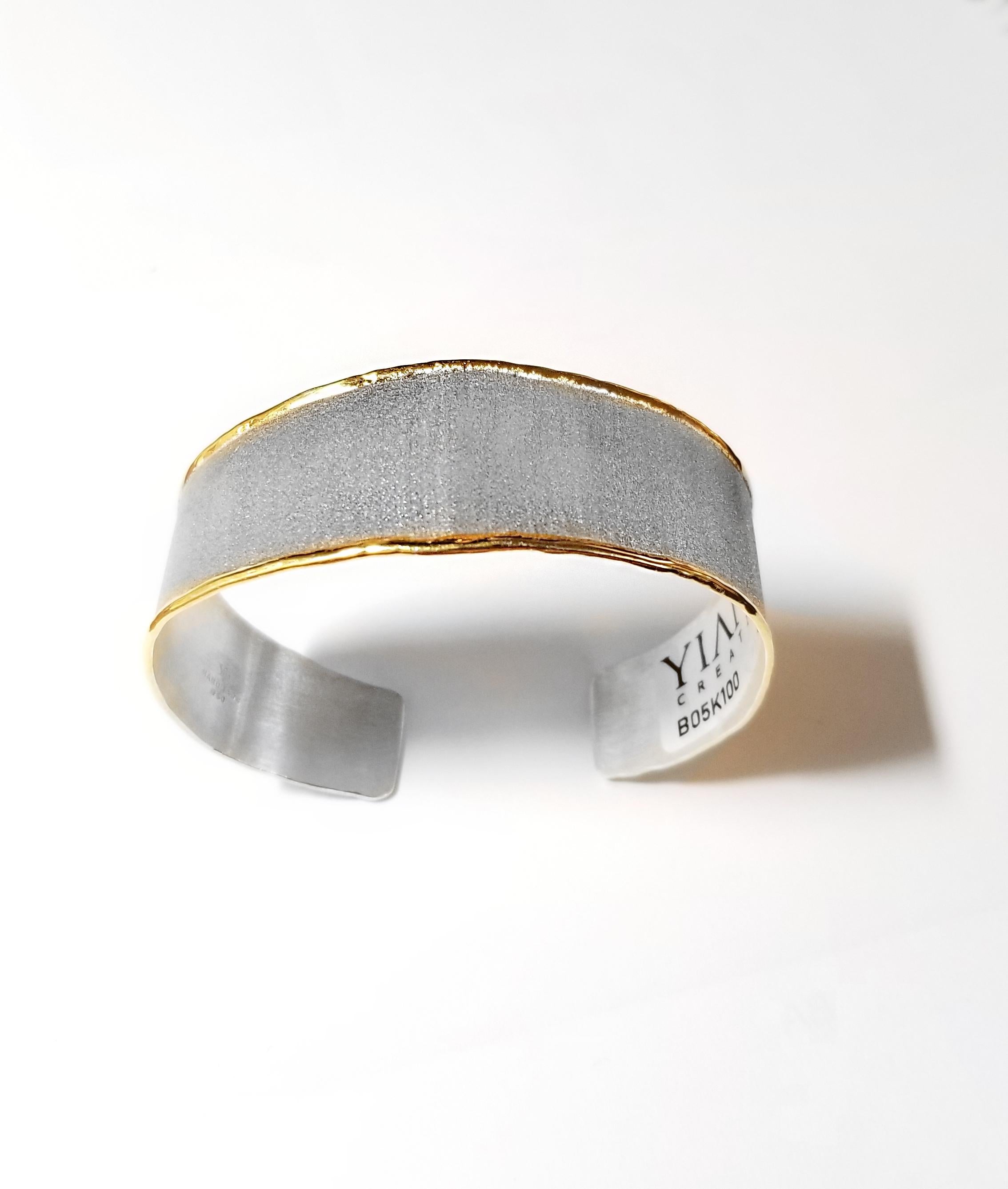 Contemporary Yianni Creations Pure Style Fine Silver and 24 Karat Gold Bangle Bracelet