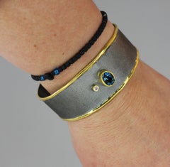 Yianni Creations Topaz Diamond Bracelet in Silver Black Rhodium and Pure Gold