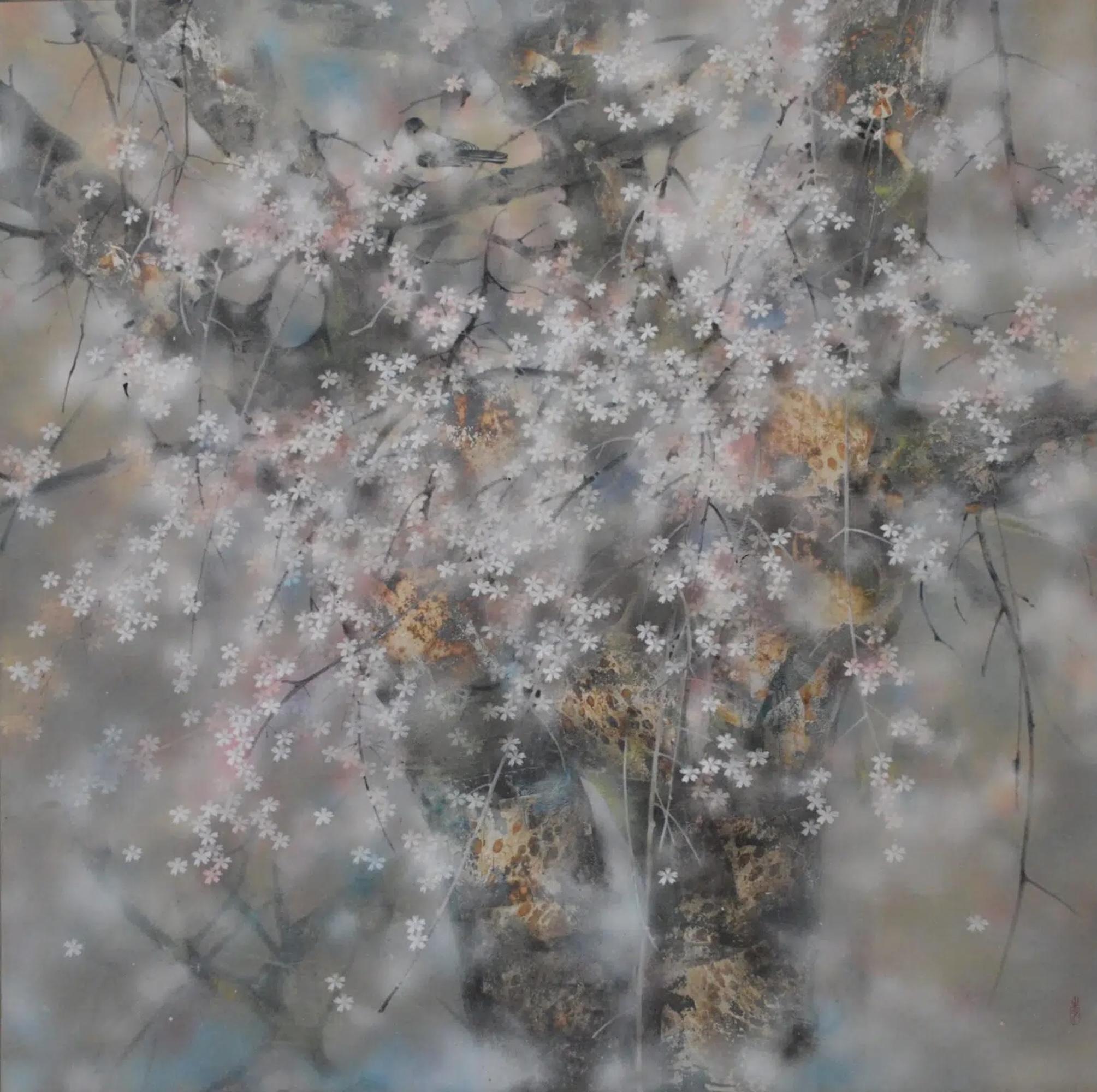 Awakening by CHEN Yiching - Nihonga painting, flowers, nature
