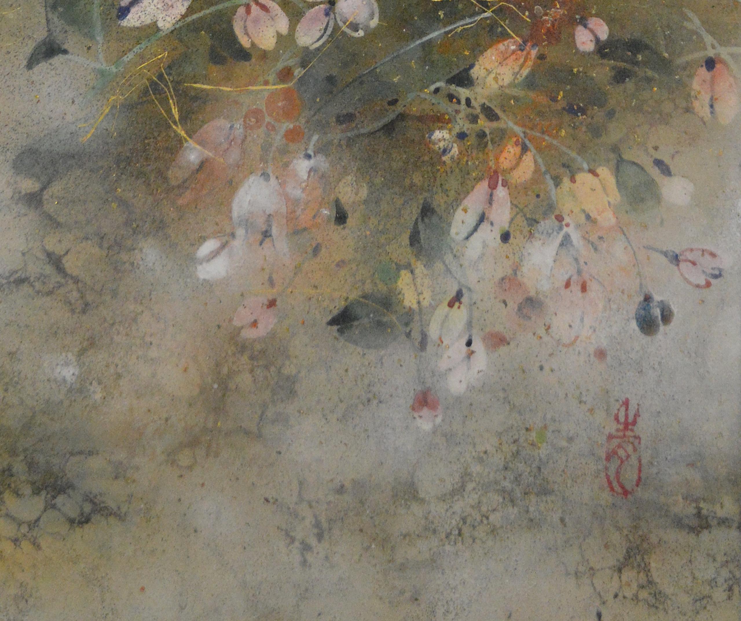 Bellflower de Chen Yiching - Pintura nihonga contemporánea, flora, tonos claros en venta 5