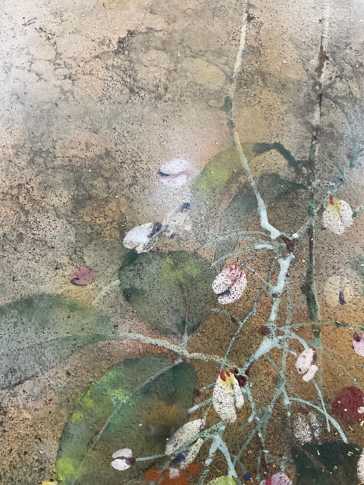 Bellflower de Chen Yiching - Pintura nihonga contemporánea, flora, tonos claros en venta 2
