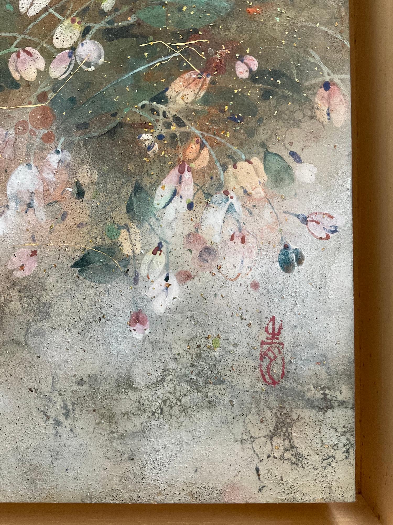 Bellflower de Chen Yiching - Pintura nihonga contemporánea, flora, tonos claros en venta 6