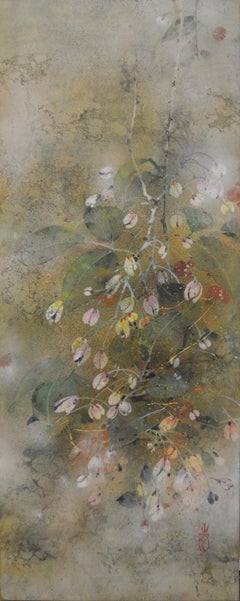 Bellflower de Chen Yiching - Pintura nihonga contemporánea, flora, tonos claros