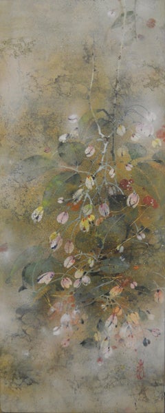 Bellflower by Chen Yiching - Contemporary nihonga painting, flora, light tones