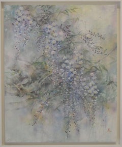 Bellflowers by Chen Yiching - Contemporary nihonga painting, flowers