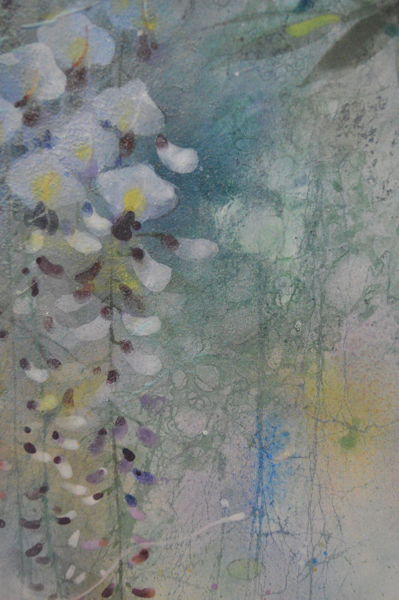Bellflowers by Chen Yiching - Contemporary nihonga painting, violet flowers For Sale 3