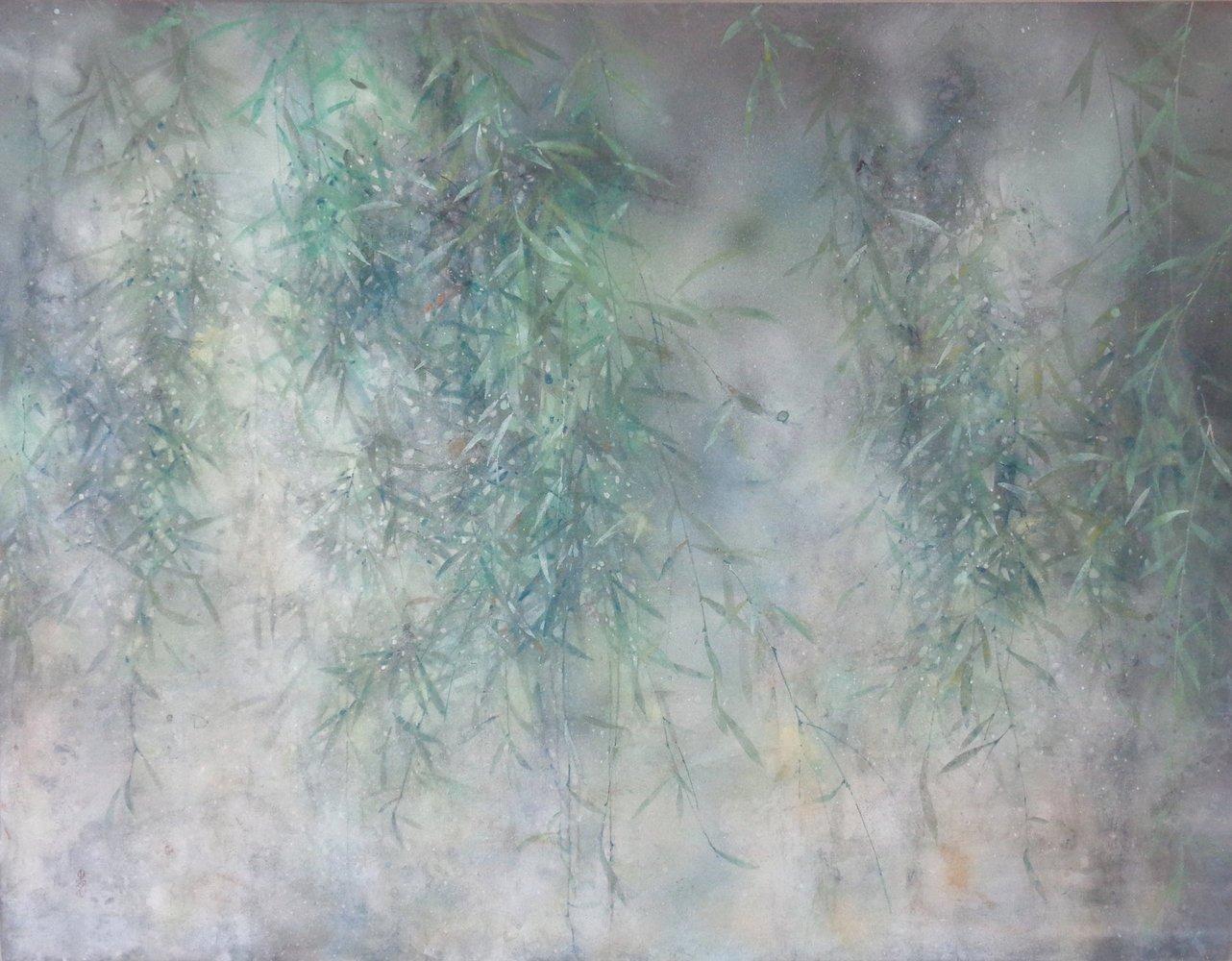 Blast by CHEN Yiching - Contemporary Nihonga painting, flora, green