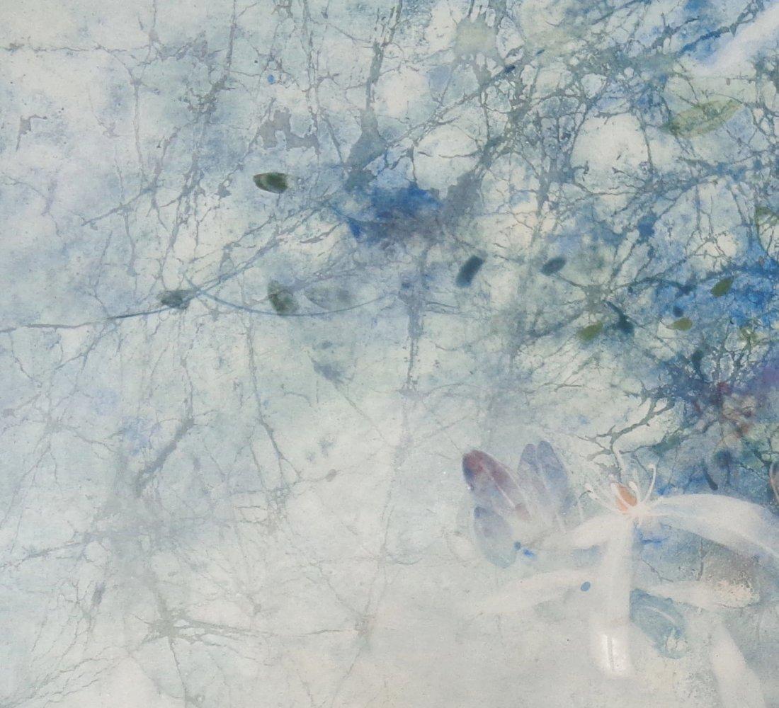 Bond by CHEN Yiching - Contemporary Nihonga painting, flora, blue 1