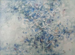 Bond by CHEN Yiching - Contemporary Nihonga painting, flora, blue