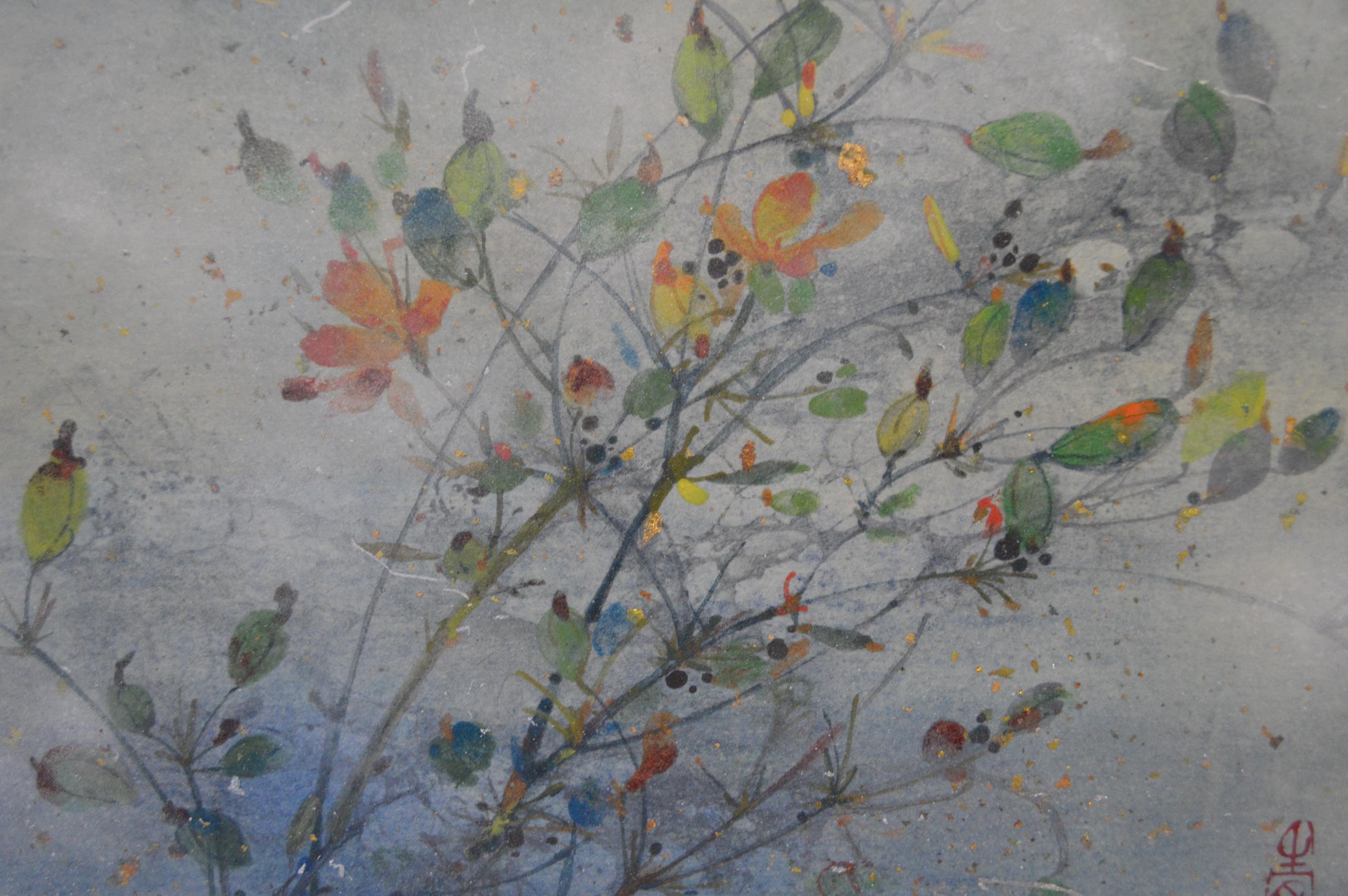 Brisa II de Chen Yiching - Pintura nihonga contemporánea, floral, tonos claros en venta 3