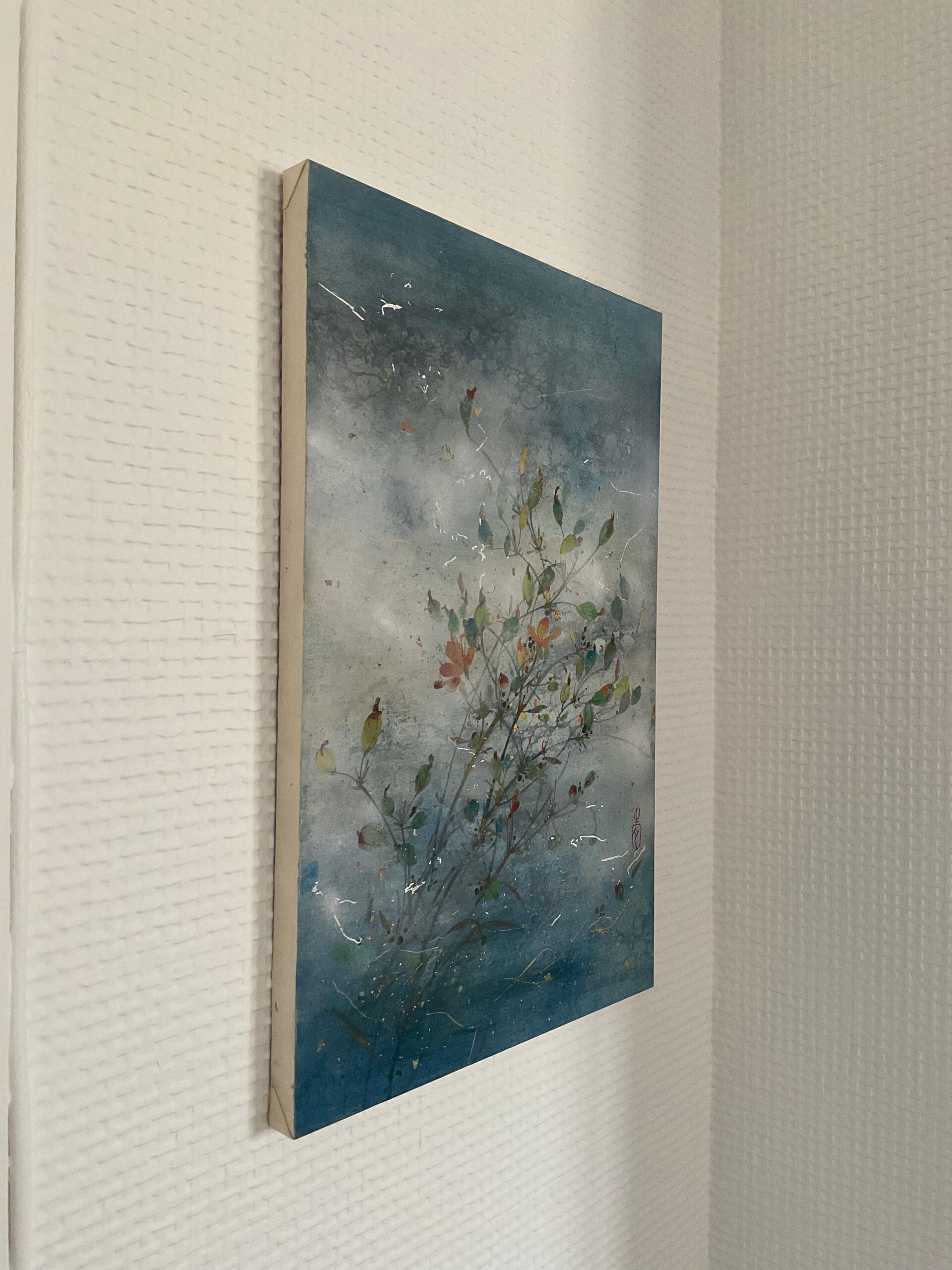 Brisa II de Chen Yiching - Pintura nihonga contemporánea, floral, tonos claros en venta 4