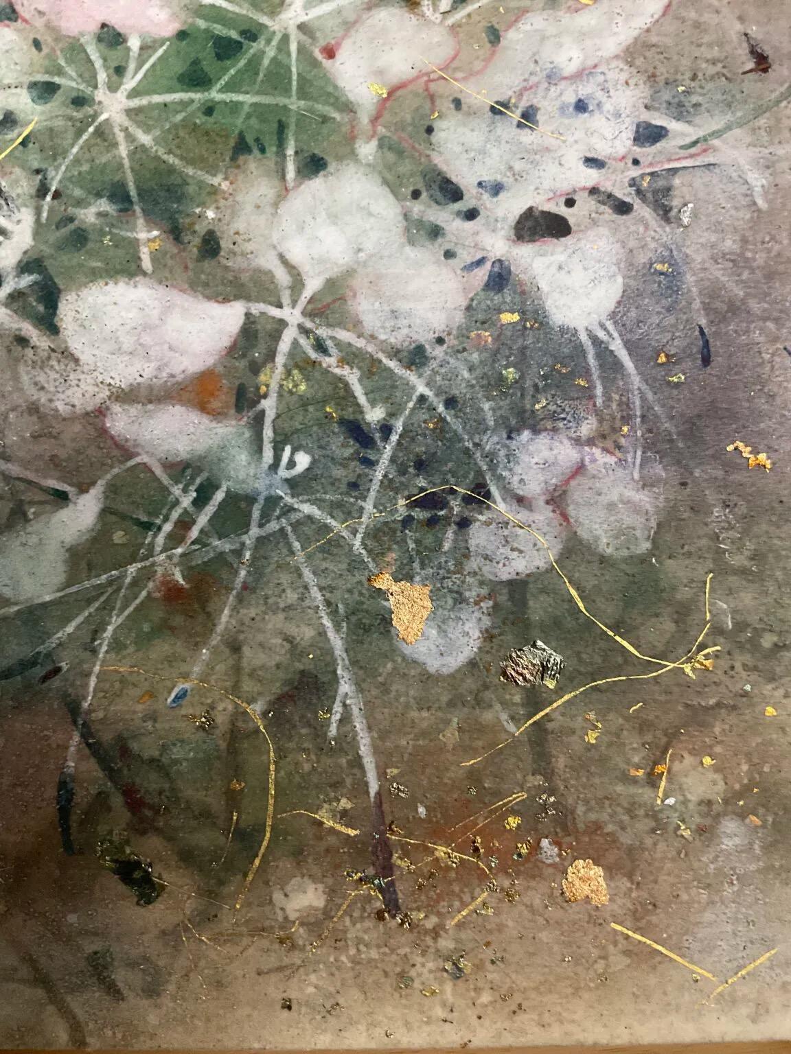 Brilliance is a painting created by the contemporary Taiwanese artist Chen Yiching using mineral pigments, gold and silver leaf.
Chen Yiching is an expert of «nihon-ga», a form of traditional Japanese (nihon) painting (ga). This very demanding