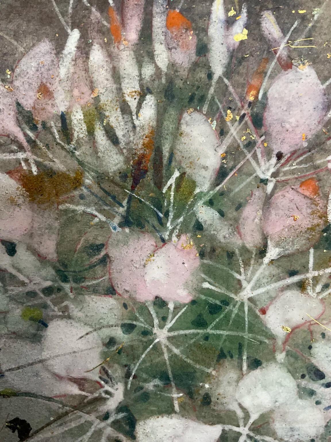 Brilliance by CHEN Yiching - Nihonga painting, flowers, earth colors en vente 1