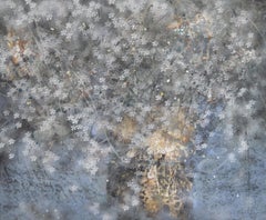 Cherry tree rain by Chen Yiching - Contemporary nihonga painting, small flowers