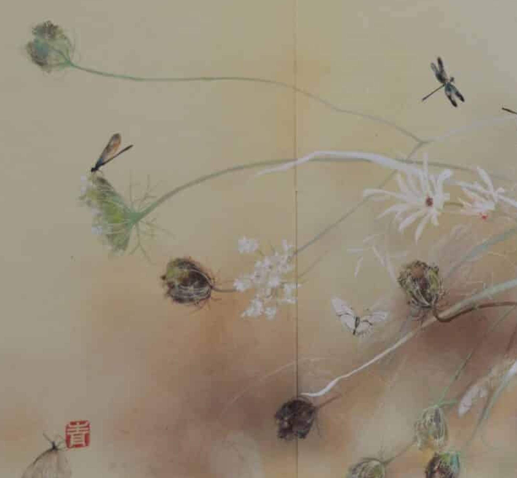 Dance by Chen Yiching - Contemporary nihonga painting, flowers, nature For Sale 2