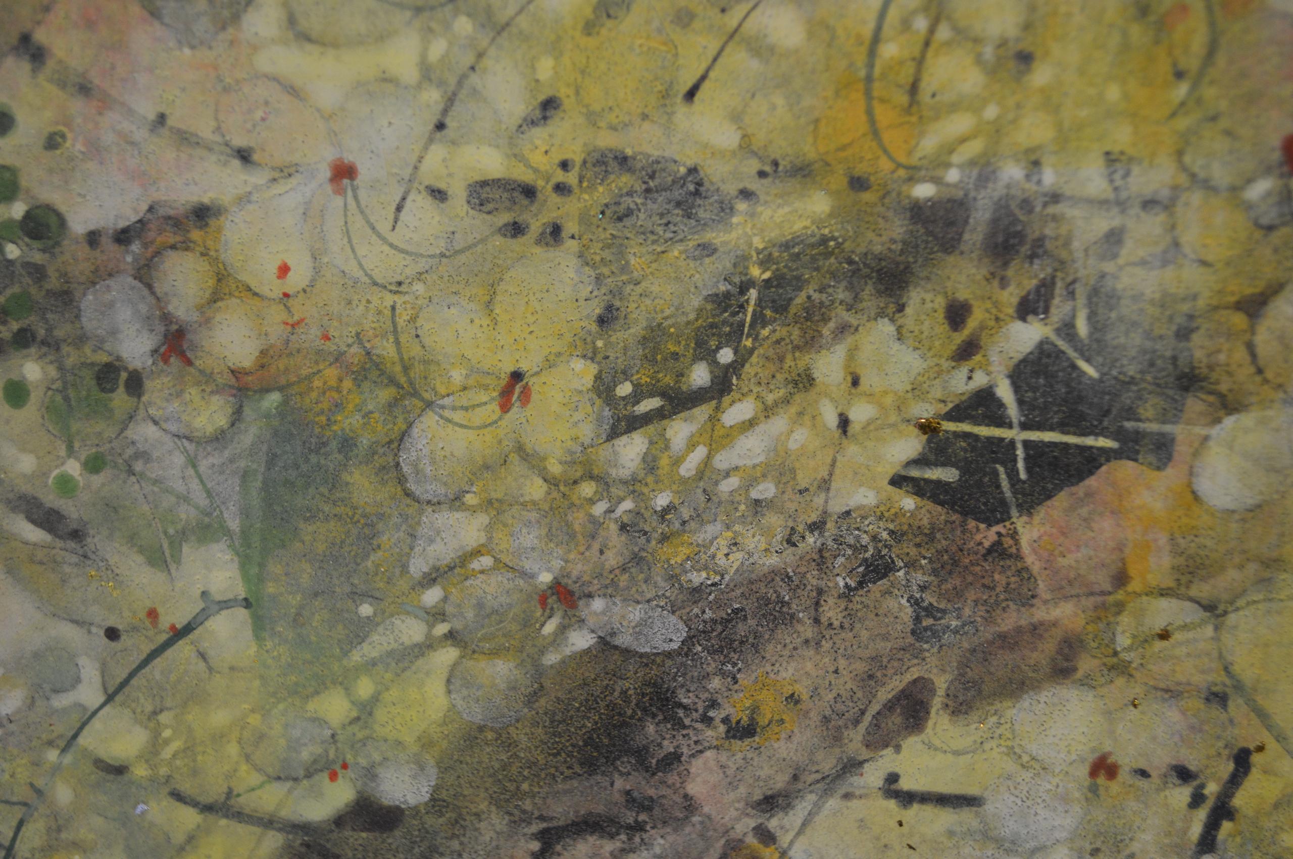Goldregen von Chen Yiching - Contemporary nihonga painting, Flora, Gelbtöne im Angebot 2