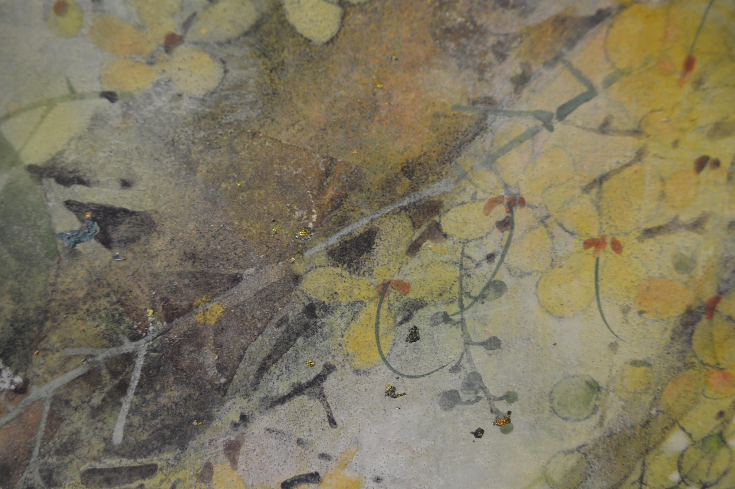 Goldregen von Chen Yiching - Contemporary nihonga painting, Flora, Gelbtöne im Angebot 3