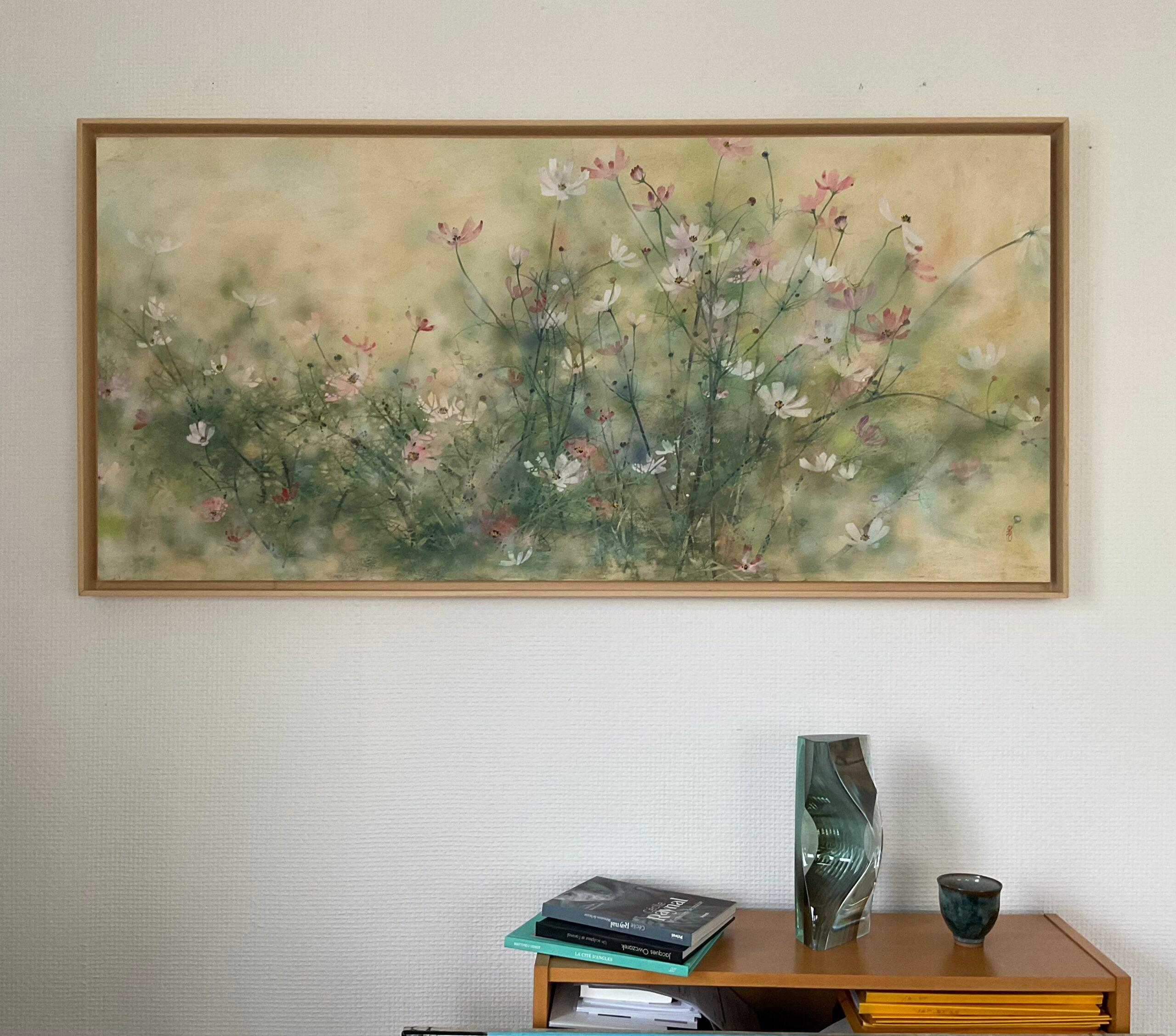 Glück von Chen Yiching - Zeitgenössische Nihonga-Malerei, floral, helle Töne – Painting von Yiching Chen