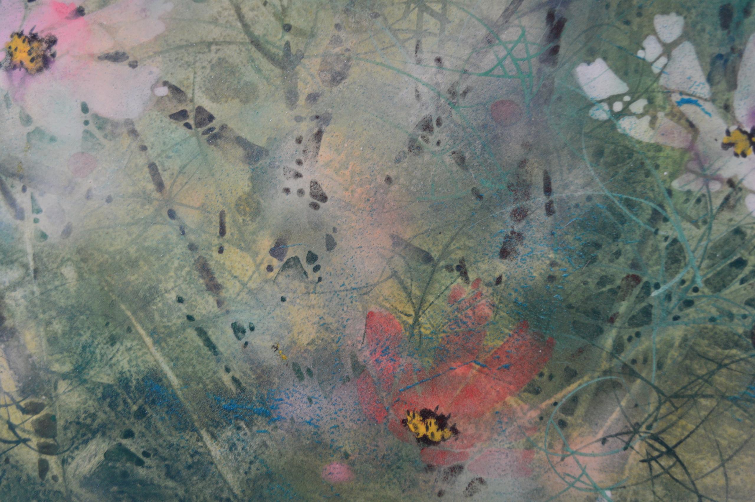 Glück von Chen Yiching - Zeitgenössische Nihonga-Malerei, floral, helle Töne im Angebot 3