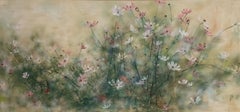 Felicidad de Chen Yiching - Pintura nihonga contemporánea, floral, tonos claros