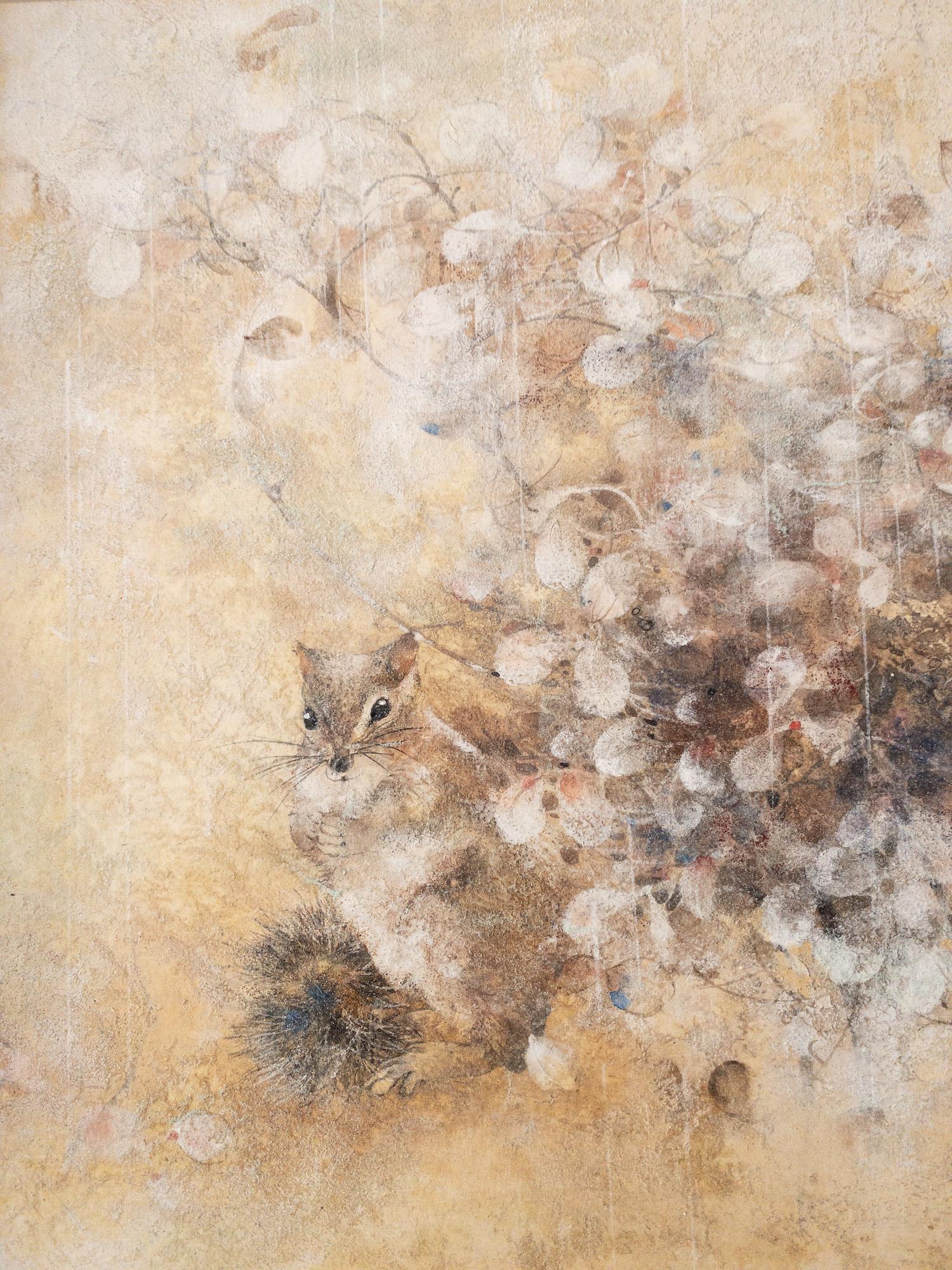 Hide and seek by Chen Yiching -Contemporary nihonga painting, flora, soft colors For Sale 4