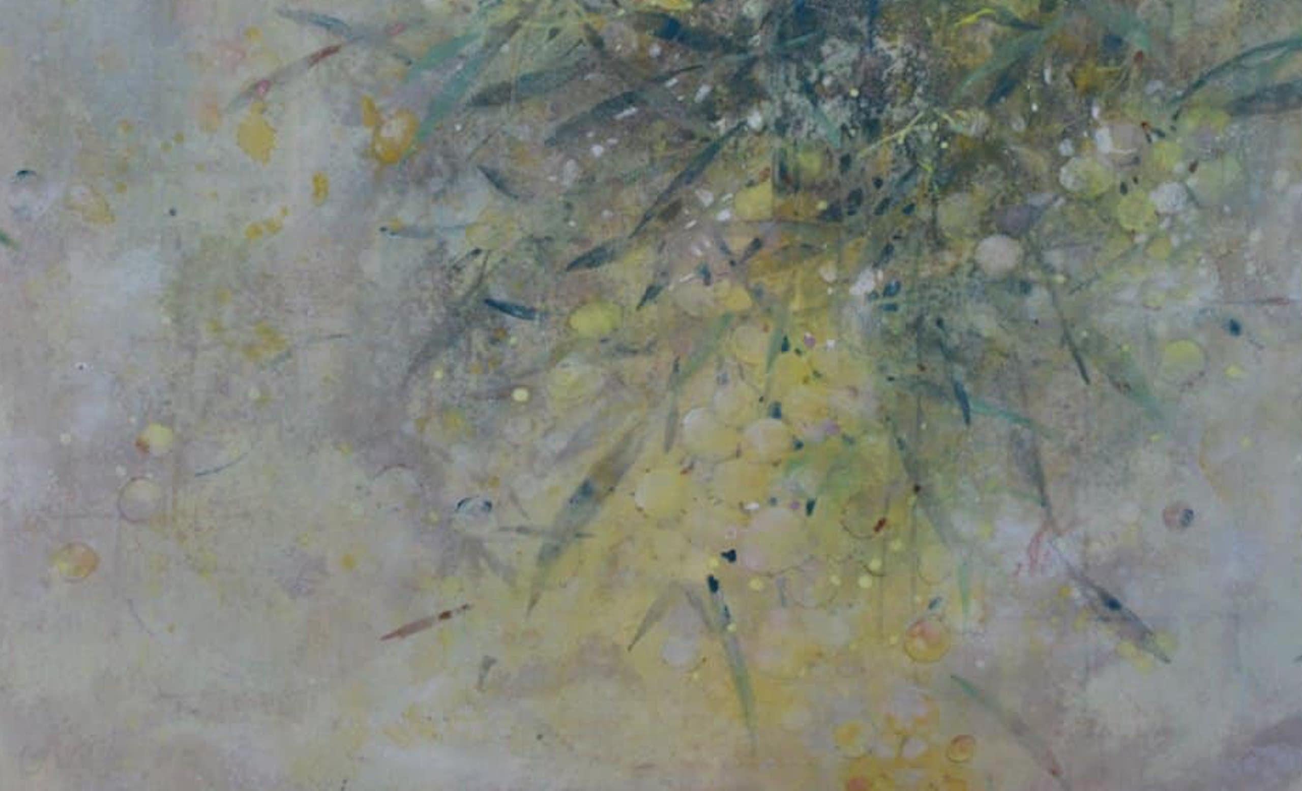 Mimosa by Chen Yiching - Contemporary nihonga painting, flowers, yellow, spring For Sale 1
