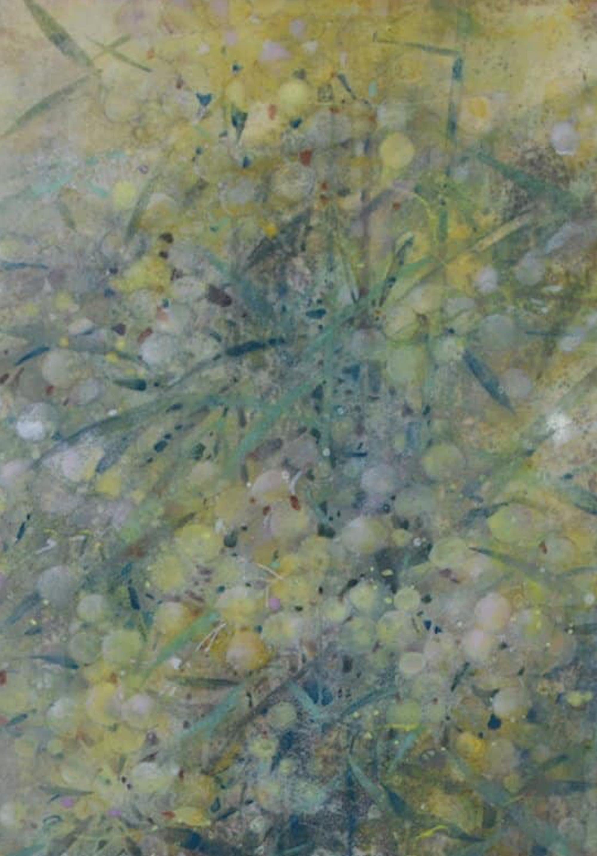 Mimosa by Chen Yiching - Contemporary nihonga painting, flowers, yellow, spring For Sale 2