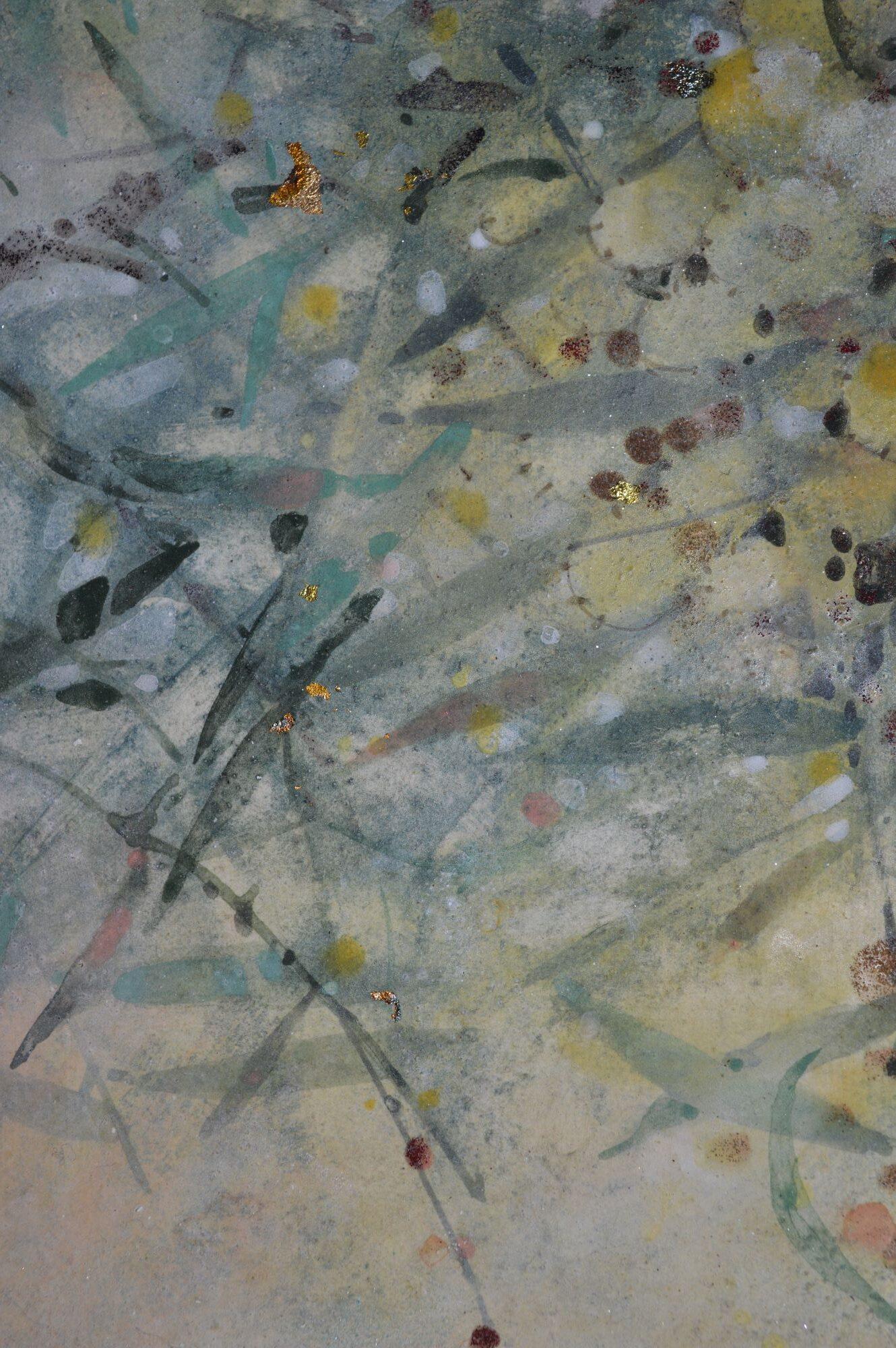 Mimosa II de Chen Yiching - Pintura nihonga contemporánea, flora, tonos claros en venta 3