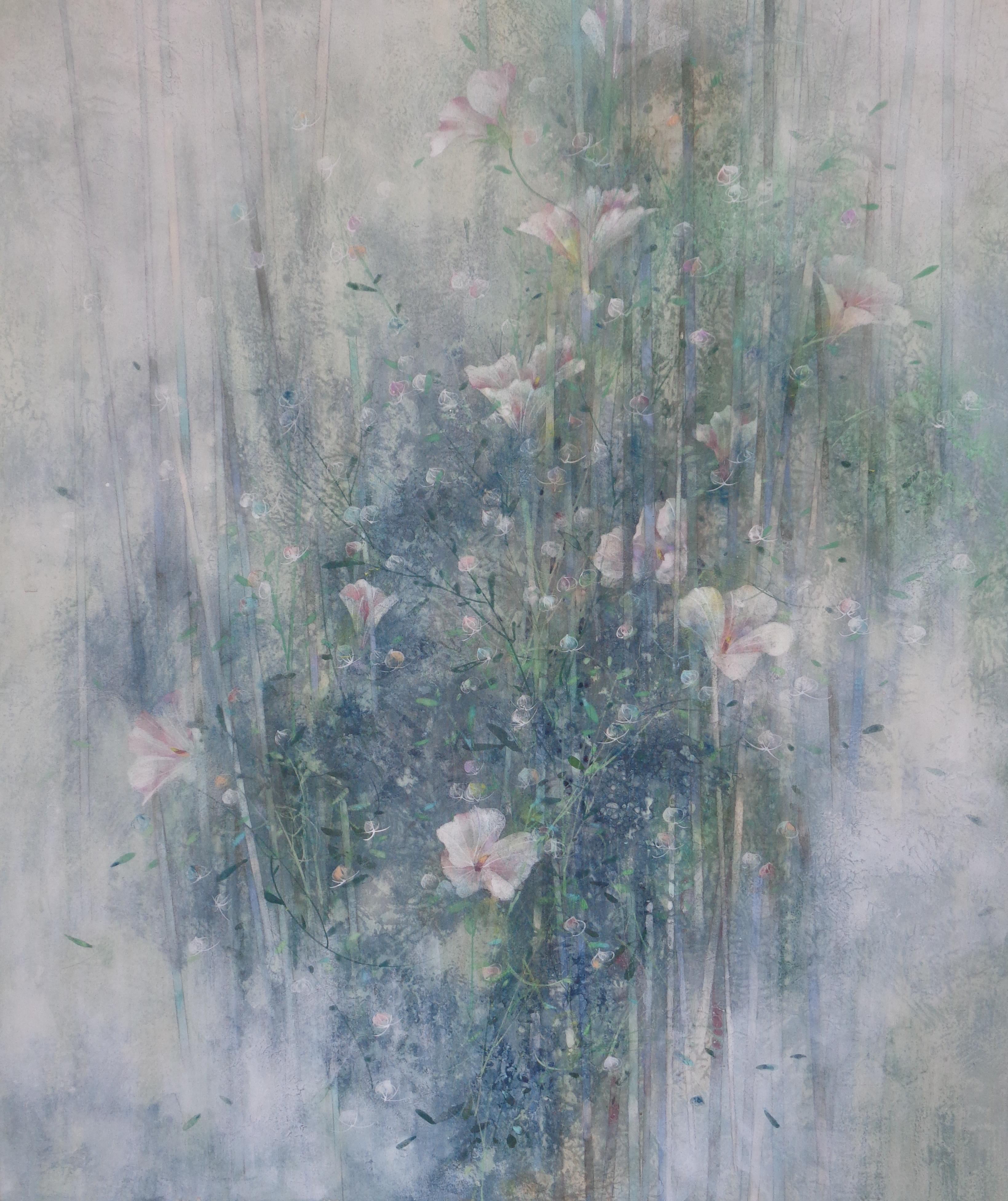 Yiching Chen Figurative Painting - Research by Chen Yiching - Contemporary nihonga painting, flowers, spring, flora