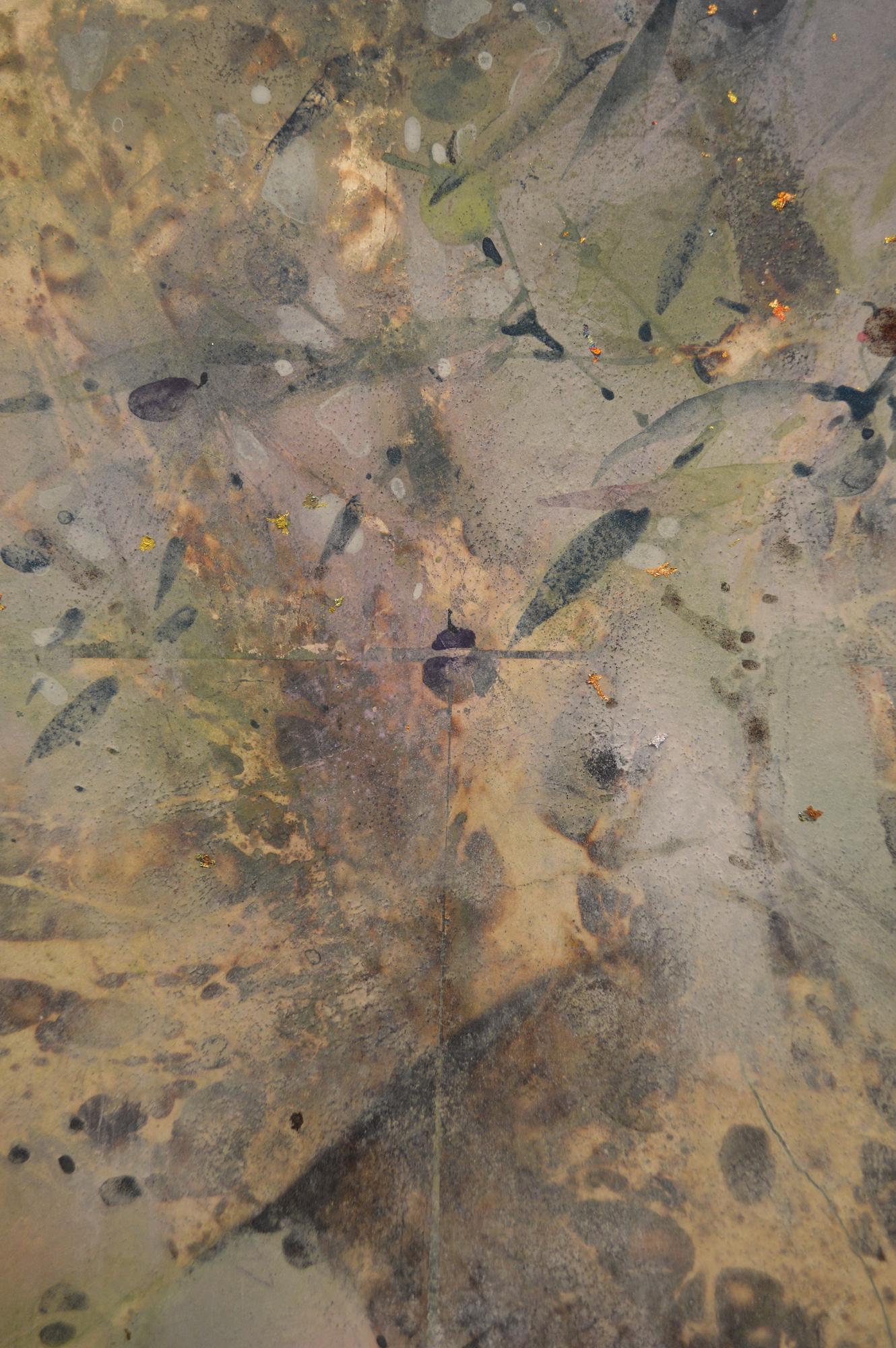 Sereno de Chen Yiching - Pintura nihonga contemporánea, flora, tonos claros, hoja en venta 2
