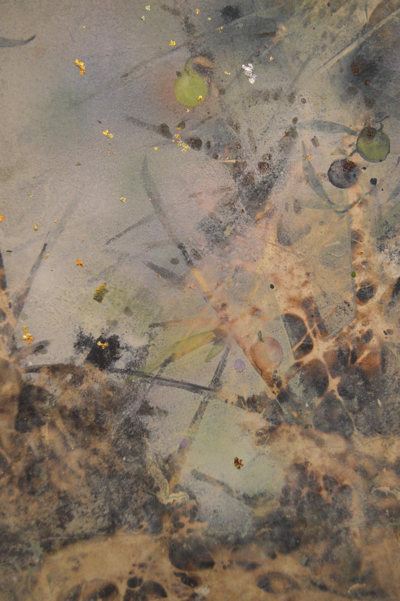 Sereno de Chen Yiching - Pintura nihonga contemporánea, flora, tonos claros, hoja en venta 3