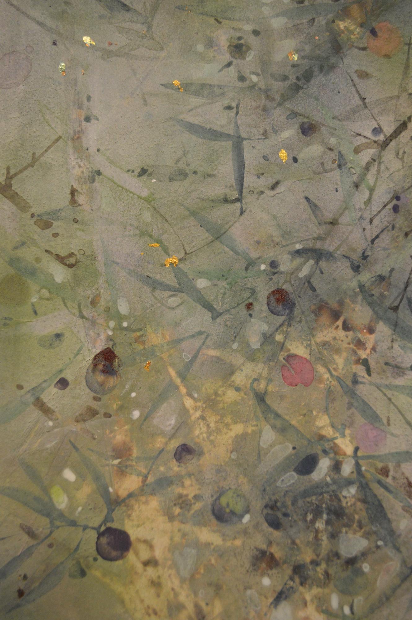Sereno de Chen Yiching - Pintura nihonga contemporánea, flora, tonos claros, hoja en venta 4