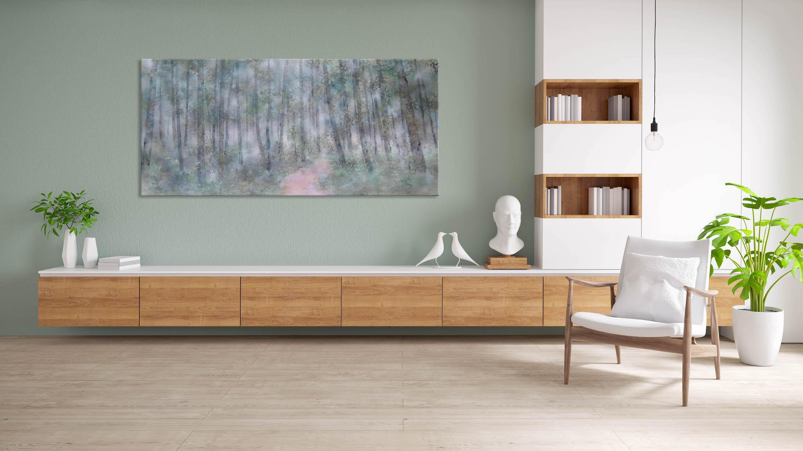 Silva di Chen Yiching - Pittura nihonga contemporanea, foresta, alberi, verde - Mixed Media Art Contemporaneo di Yiching Chen