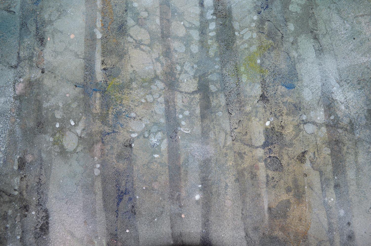 Silva è un dipinto unico dell'artista contemporaneo Yiching Chen. Il dipinto è realizzato con pigmenti minerali naturali, foglia d'argento ossidata, carta giapponese montata su legno; le dimensioni sono 70 × 150 cm (27,6 × 59,1