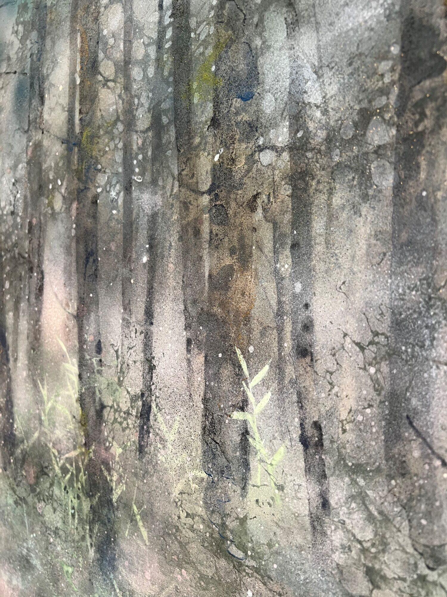 Silva di Chen Yiching - Pittura nihonga contemporanea, foresta, alberi, verde 6