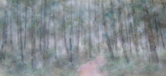 Silva by Chen Yiching - Contemporary nihonga painting, forest, trees, green