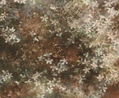 Schnee im Mai III von Chen Yiching - Zeitgenössische Nihonga-Malerei, Blumen, weiß