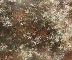 Nieve de mayo III de Chen Yiching - pintura nihonga, flores, colores tierra