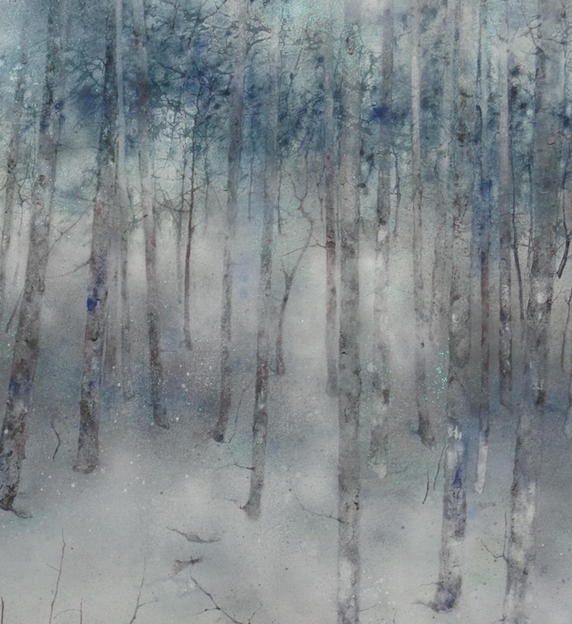 Einsamkeit von Chen Yiching - Zeitgenössische Nihonga-Malerei, Wald im Angebot 1