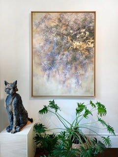 Pioggia di primavera di Yiching Chen - Pittura nihonga contemporanea, fiori, glicine