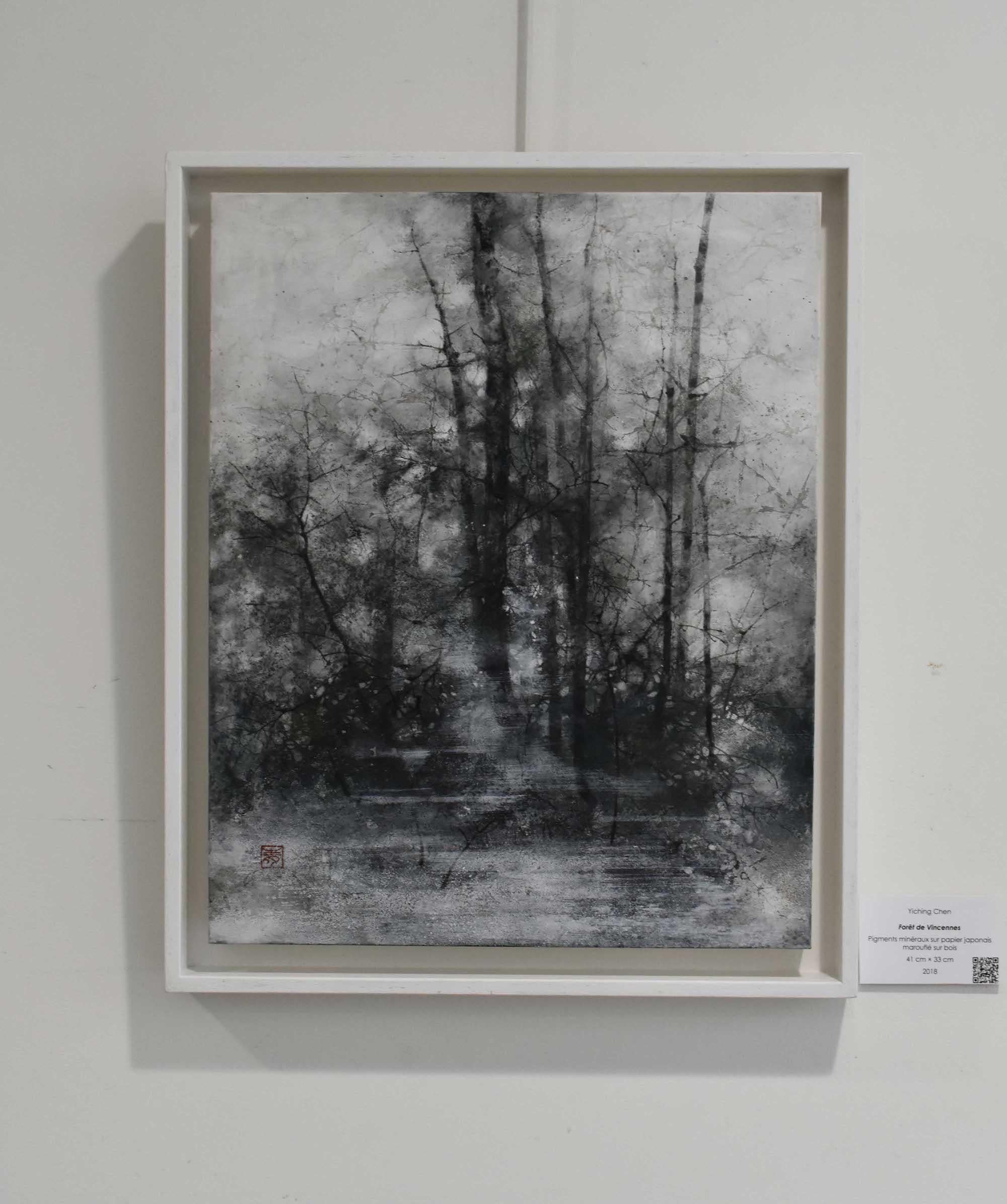 Foresta di Vincennes di Yiching Chen - Pittura nihonga contemporanea, toni scuri 2